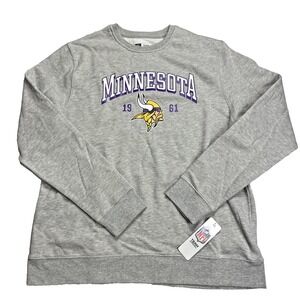 Minnesota Vikings NFL Team Apparel Sweatshirt Gray Purple Football Mens XL NWT‎